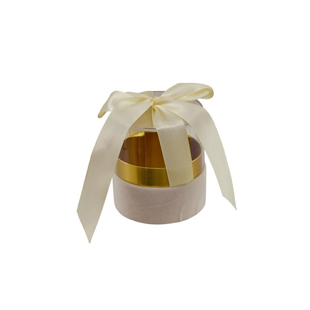 SCATOLA TONDA PICCOLA NASTRO FIOCCO PANNA 6.5X6.5X7